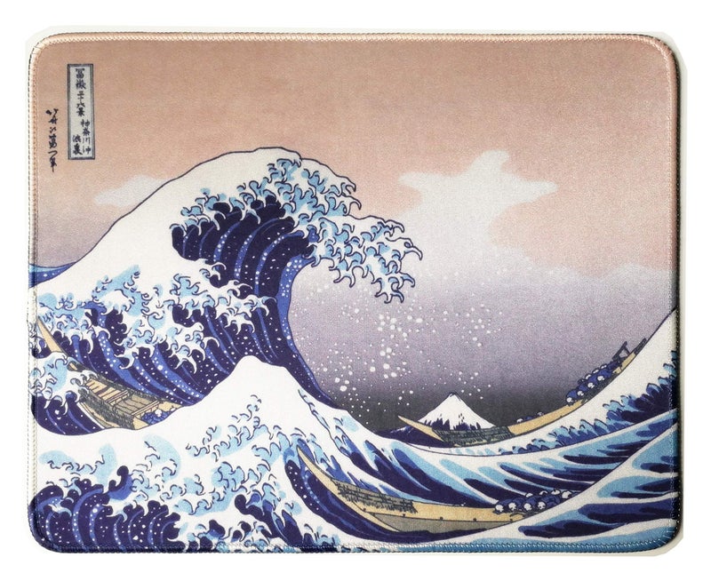 Tina Art 12 x 10 inches Japan Art The Great Wave by Hokusai Natural Rubber Stitched Edge Office Gaming Mouse Pad - Image 1